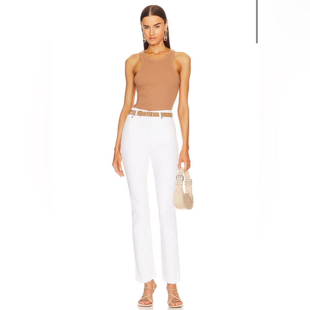 Agolde Size 28 Riley Cropped High Rise Straight Jeans - White